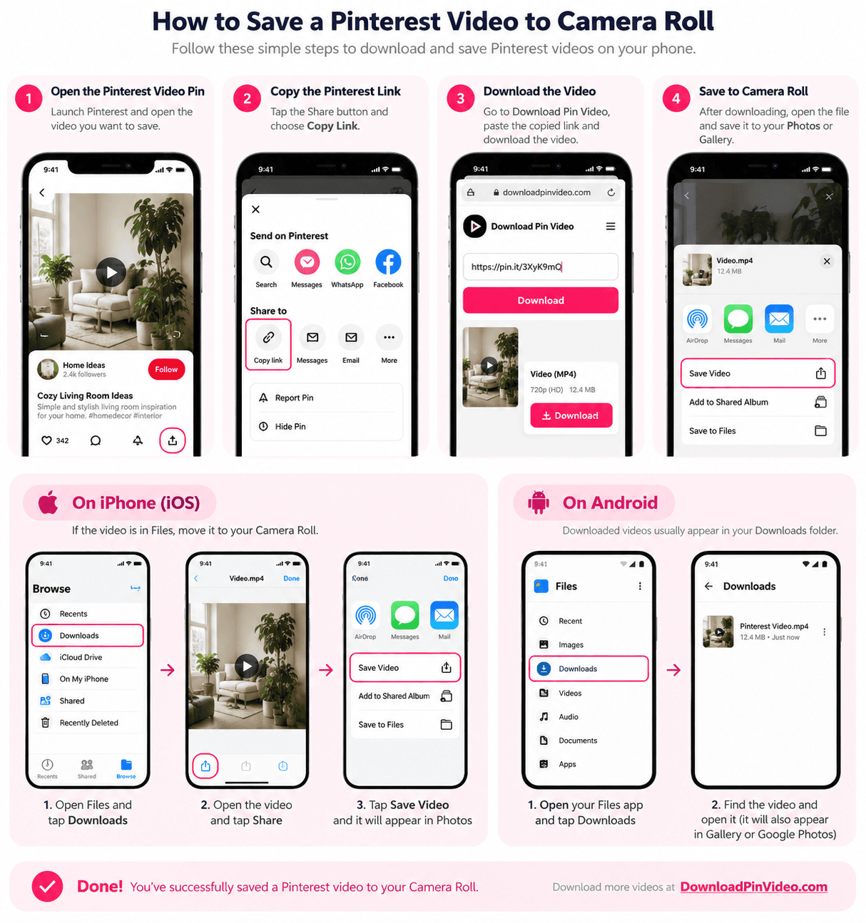 How to save a Pinterest video to Camera Roll on iPhone and Android